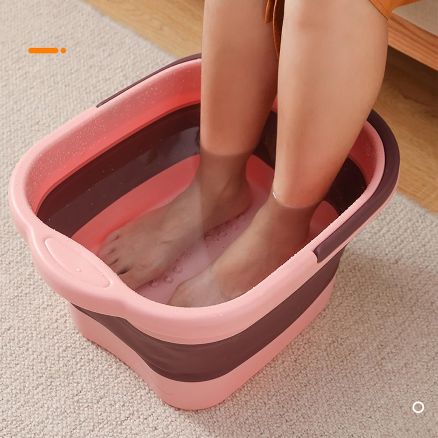 Collapsible Foot Bath Massage Tub with Handle, Gofunway Foot Spa Basin Soaking Tub Portable Pedicure, Plastic Feet Soaking Tub with Acupressure Massage Points,Foldable Laundry Basket (Pink Collapsible Basin) - Green Collapsible Basin image number 2