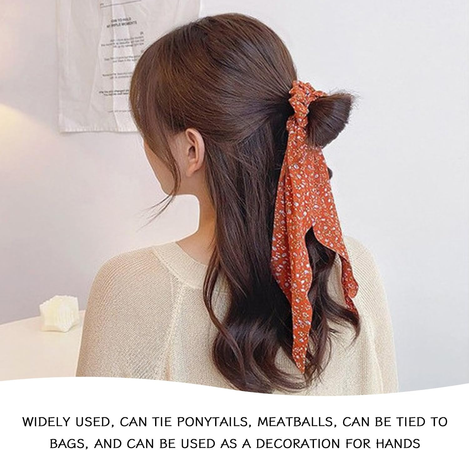 Pack of 5 Bow Streams Hair Ring, Floral Printed Hair Ring, Simple and Eleer Headpiece, Women'S Hair Accessories