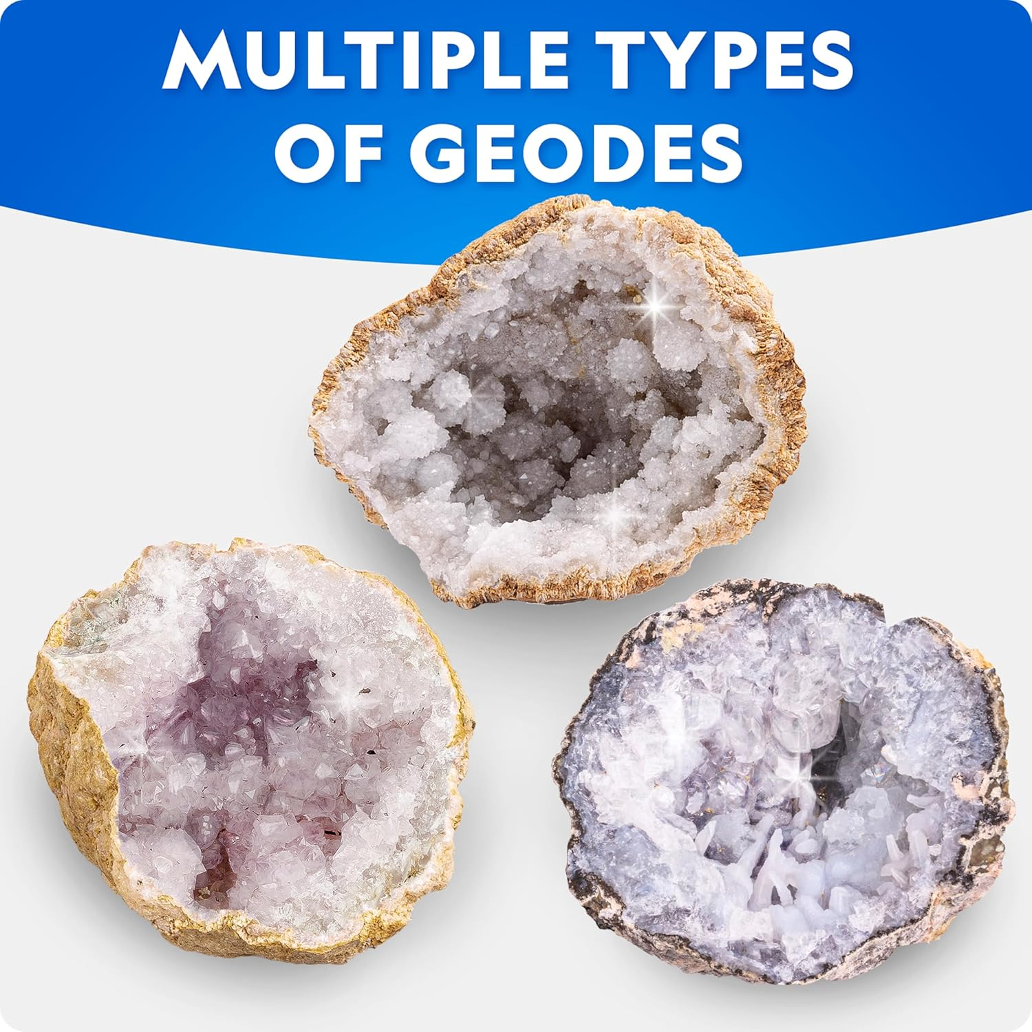 National Geographic Break Open 4 Geodes Science Kit &ndash; Includes Goggles & Display Stand - STEM Science Boys & Girls, Break Your Own Geodes image number 6
