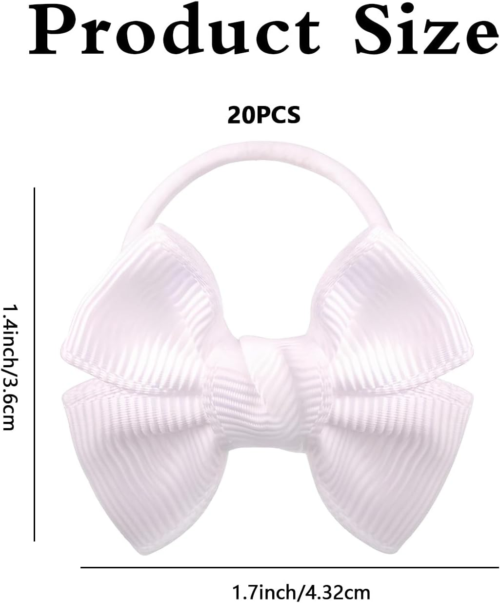 20 Pcs White Hair Accessories, White Hair Bow, Whites Bows for Hair, Girls Bobbles Bows School Bands, Elastics Hair Bands for Girls (White)