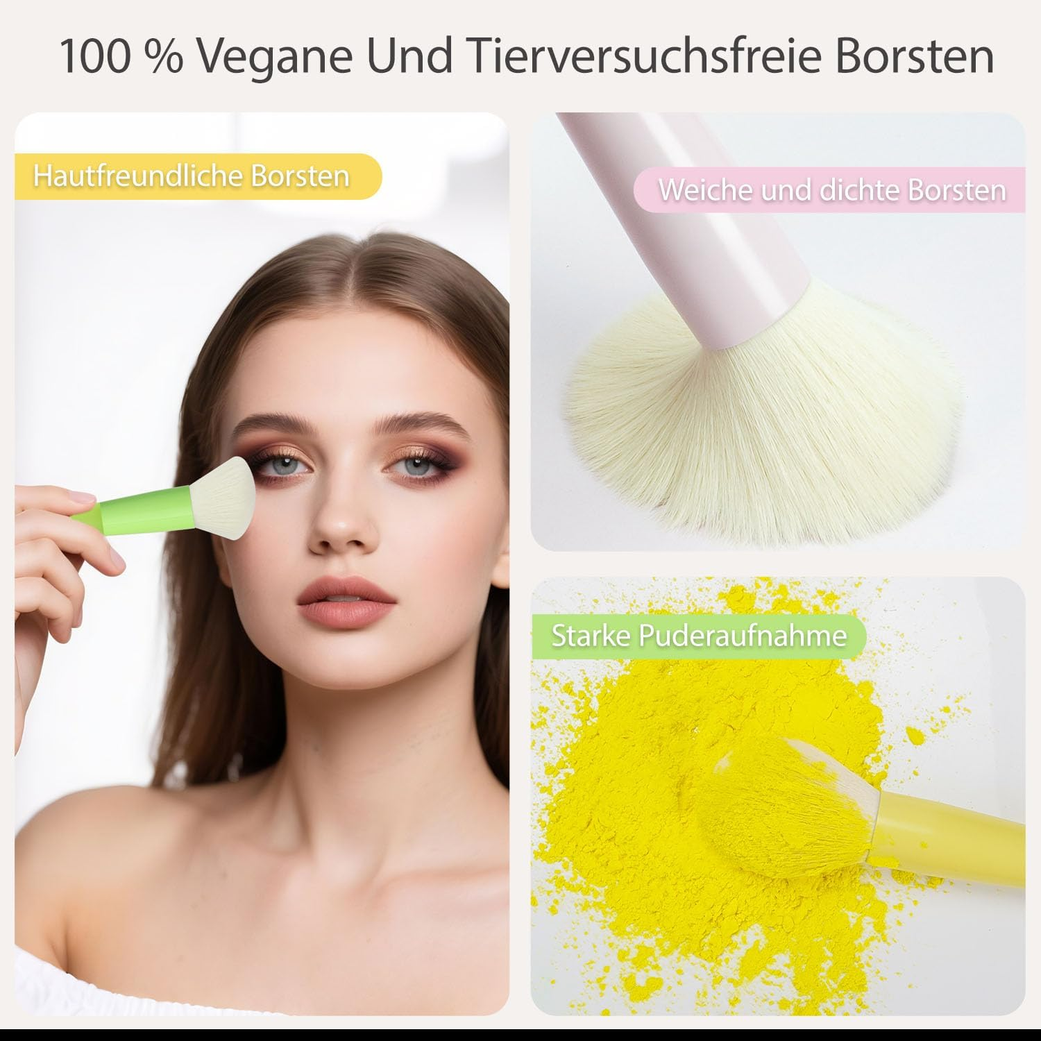 LULUCOLORS Makeup Brush Set 18 Pieces - Soft Vegan Makeup Brushes with Beauty Sponges, Colourful Handles & Aluminium Ferrule, Skin-Friendly, Includes Storage Bag & Gift Box image number 3