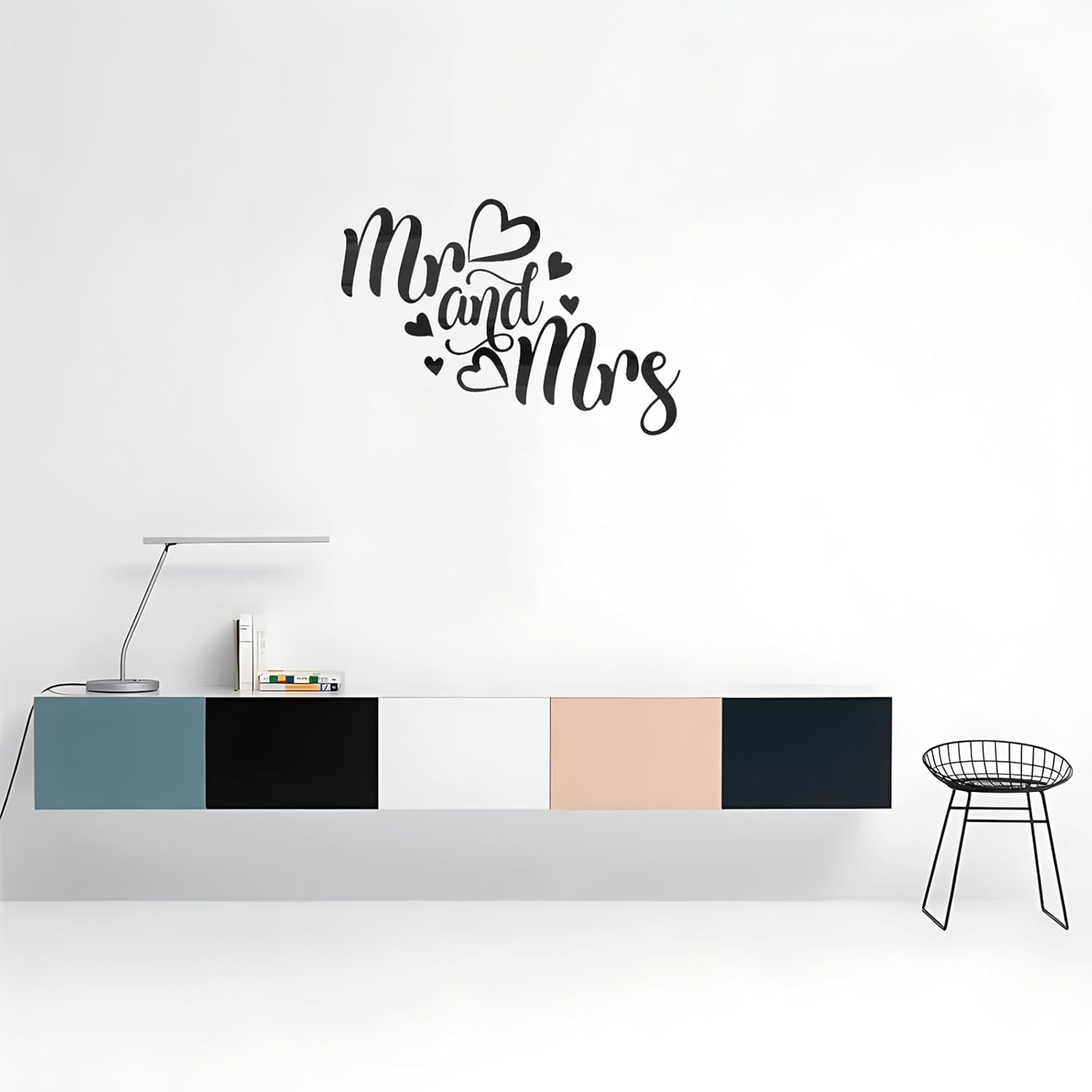 Mr and Mrs Mirror Wall Decal, Removable Bedroom Decor for Couples, Mr & Mrs Sign, 3D Acrylic Mirror Wall Sticker Wedding Decals, Lettering Saying Wall Art Room Home Decoration, Gold