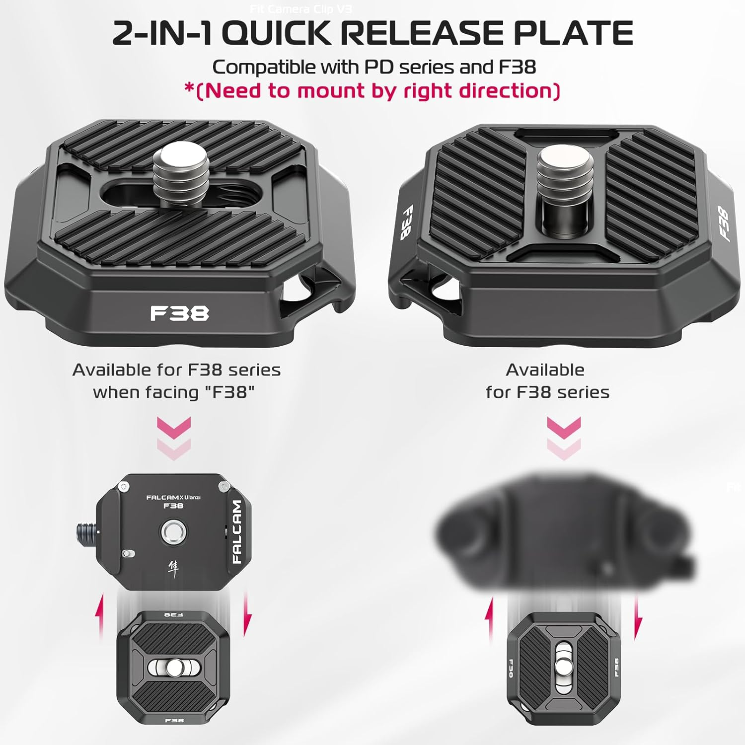 ULANZI New Version F38 Quick Release Plate 2-In-1, FALCAM Quick Release System QR Plate Camera Tripod Mount Adapter Compatible with PD and F38 (New Version Top Plate, Base Mount NOT Included) image number 4