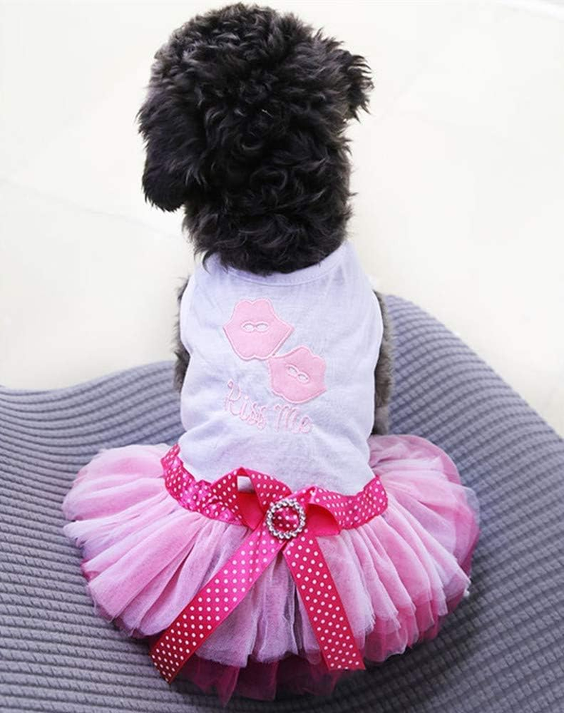 PIXRIY Dog Dress Tutu Skirt Princess Puppy Dress Vest Cute Spring Summer Pet Clothes Apparel for Small Dogs and Cats image number 6