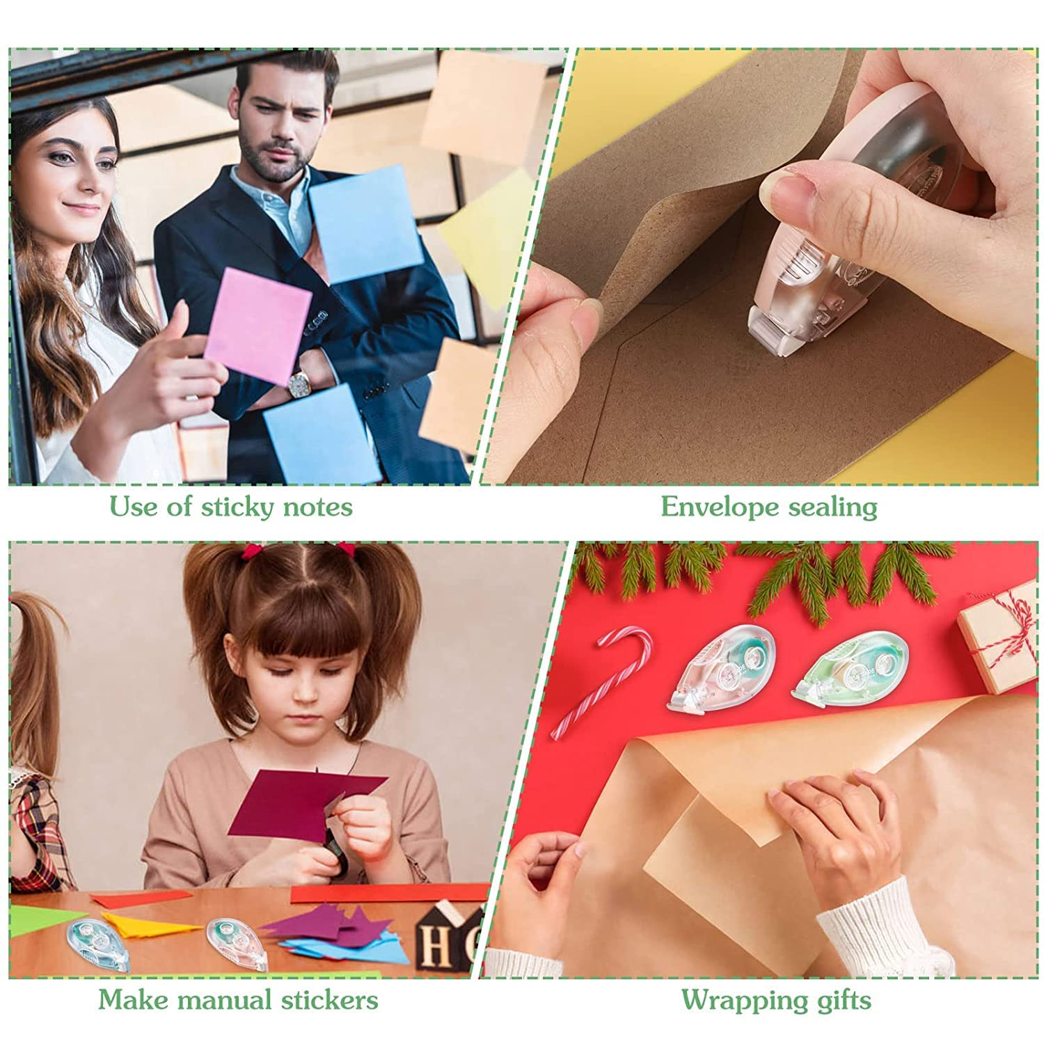 Double Sided Glue Tape Roller, 4 Pack Adhesive Scrapbook Glue Tape Roller Portable Double-Sided Adhesive Tape Runner, Craft Adhesive Runner Rollers Permanent for Scrapbook image number 3