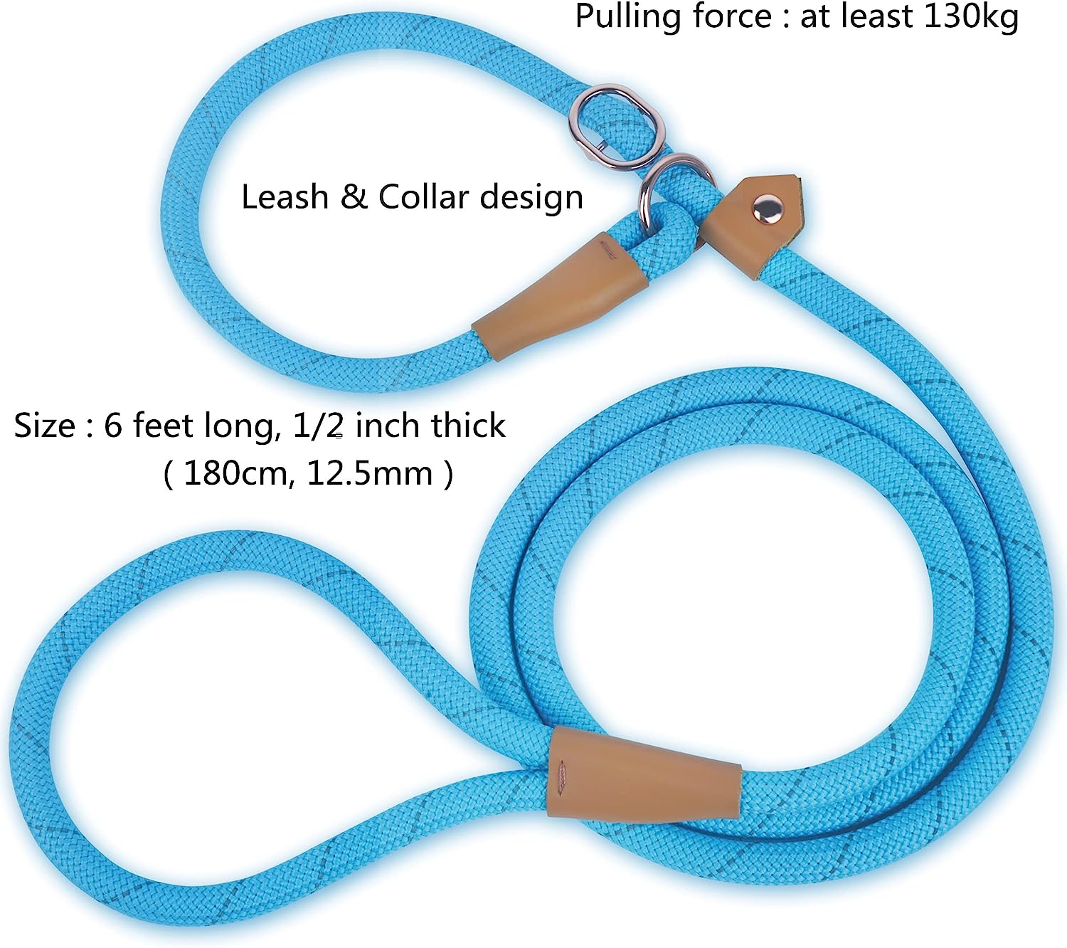 6FT Reflective Rope Slip Leash for Dogs, Slip on Leash Large Dogs, Slip Lead Dog Loop Leash for Large Medium Dogs - Beige image number 7