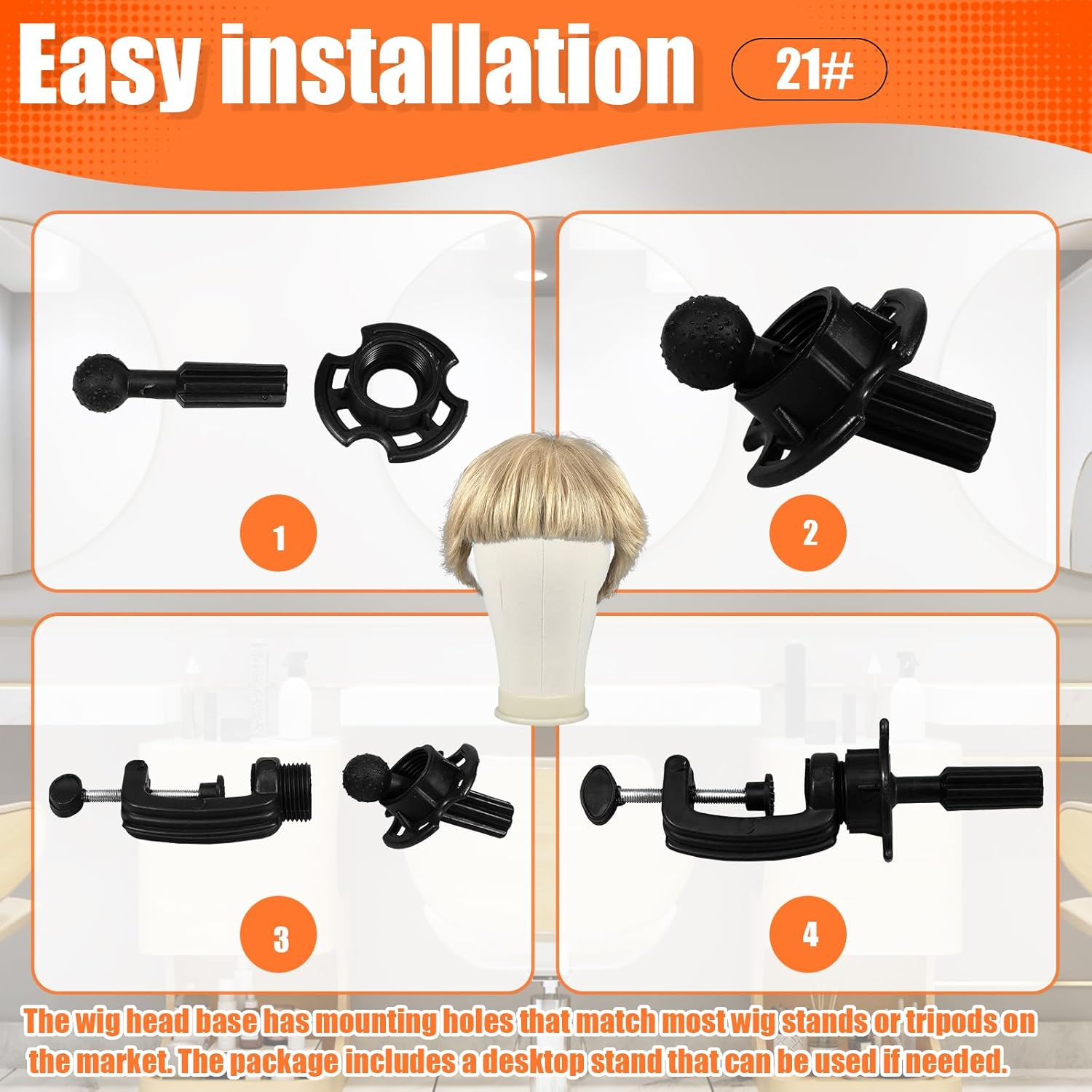 Enduring Head Wig for Styling, Cork Canvas Block Mannequin Head Wig Display Styling with Mount Hole, Easy to Stall Multipurpose Wig Styling Stand, Wig Making Kit for Cosplay Making Wigs Display (A) - C image number 3