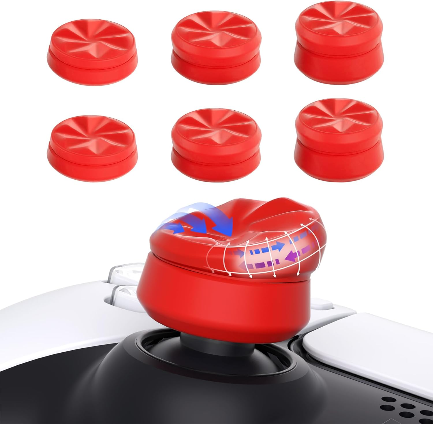 Playvital 3 Height Hurricane Thumbs Cushion Caps Thumb Grips for Ps5, for Ps4, Thumbstick Grip for Xbox Core Wireless Controller, Thumb Grips for Xbox One, Elite Series 2, for Switch Pro - Black