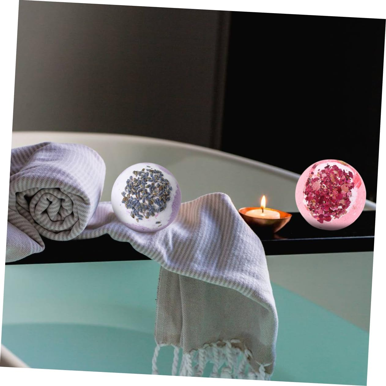 Luxurious Spa Bathing Balls 4 Pack Home Salt Balls Moisturizing Properties Flower Pattern For image number 4
