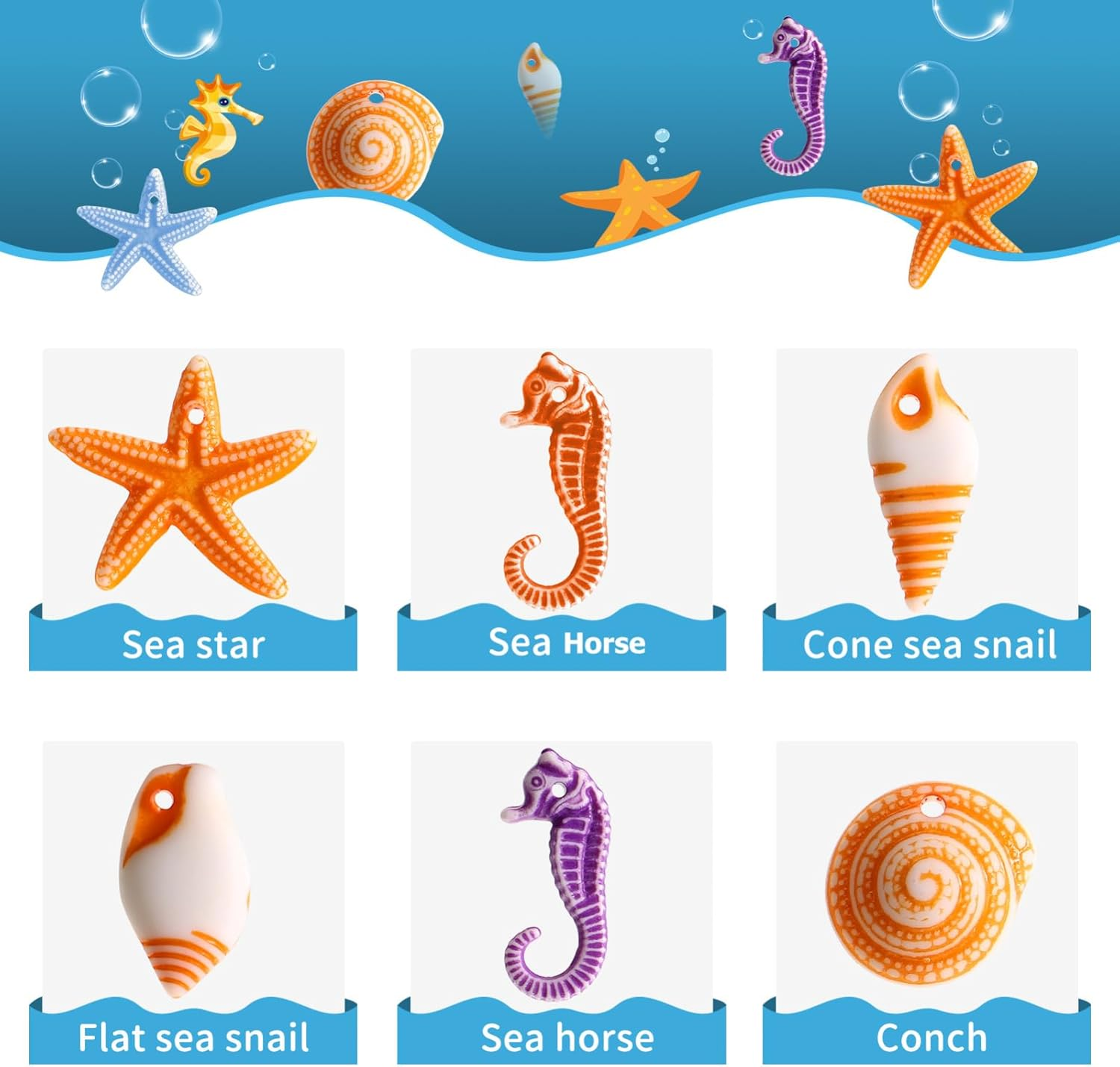 Toyvian 48Pcs Micro Landscaping Sea Animals Decorations, Tiny Sea Animals Hanging Ornaments for DIY Fish Tank Potted Ornaments Aquarium Christmas DIY Craft Project image number 5