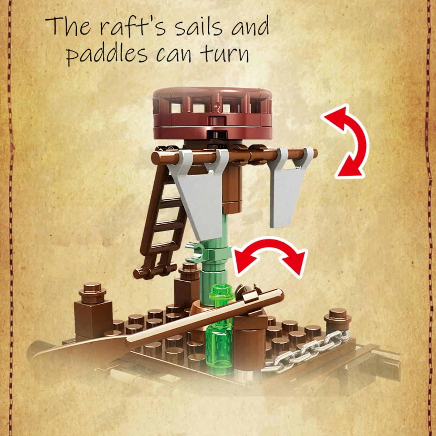 Treasure Island Building Sets - 510 Pieces Pirates Block Toy with Flag for Boys Girls 6 Years Old, Brick Toys Gifts for Holloween, Christmas, New Year, Birthday, Children'S Day image number 6