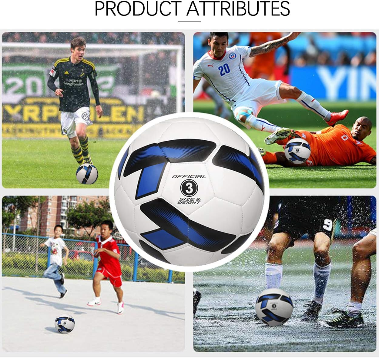 SYNGUCK Soccer Ball Size 3 Practice Soccer Balls Kid Elementary School Junior High School College Practice Game Soccer Ball image number 5