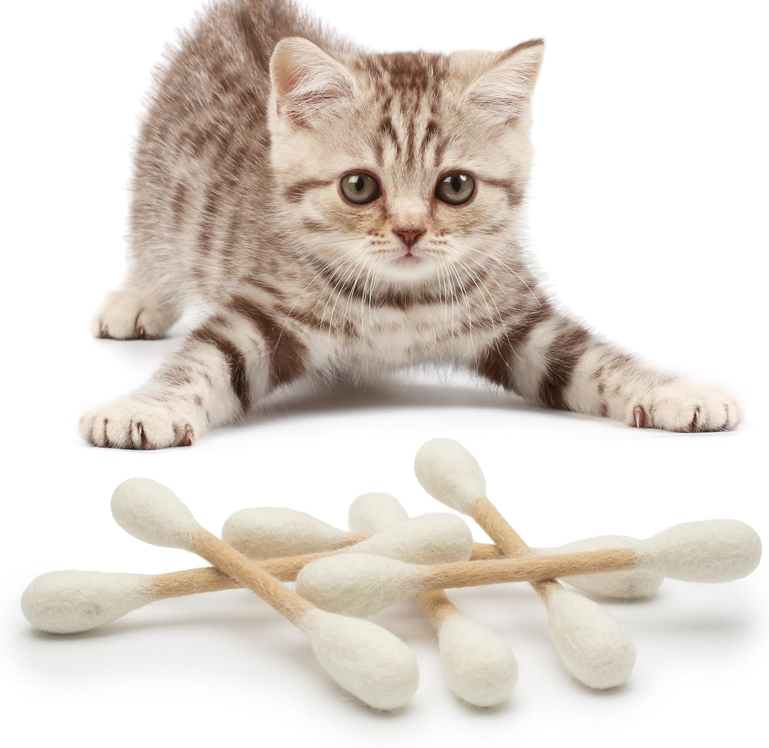 Glaciart One Swabs Cat Toys with Catnip - 6 Pk | Durable for Chew, Cute Cat Toys Interactive Kitty for Boredom, Exercise, & Play | Filled W/Organic Catnip for Anxiety & as Digestive Aid | Gift Idea image number 3