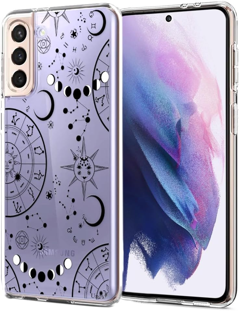 Unov Case Compatible with Galaxy S21 Case Clear with Design Soft TPU Shock Absorption Slim Embossed Pattern Protective Back Cover (Zodiac Galaxy) - Golden Garden image number 7