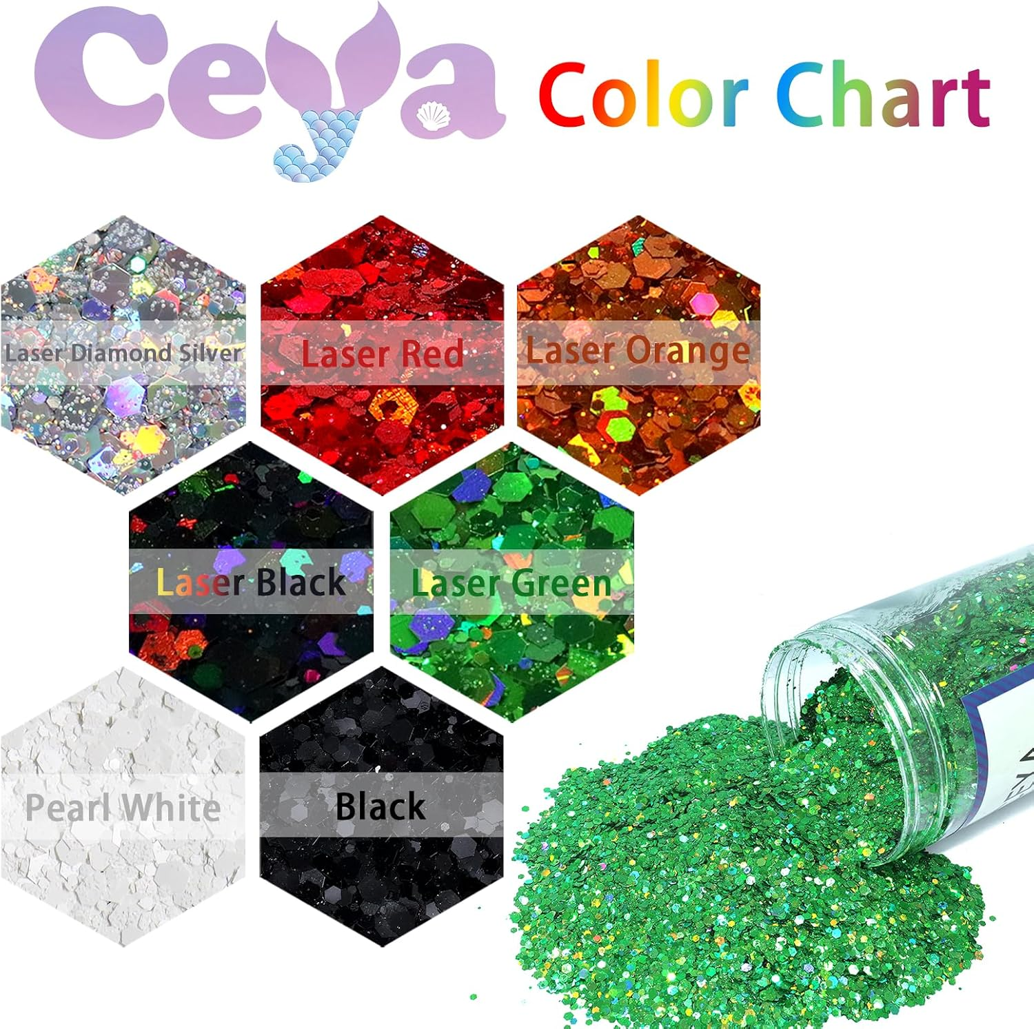 Ceya Holographic Chunky Glitter, 1 LB/ 16OZ Laser Red Bulk Craft Glitter Mixed Chunky Fine Glitter Bottled Metallic Flake Nail Sequins for Resin, Tumblers, Scrapbooking, Festival Decor, Art Project image number 5