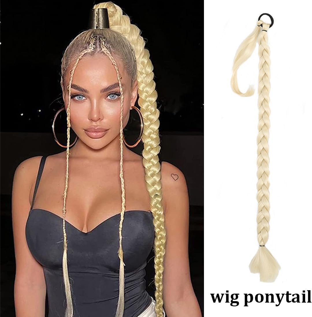 Long Braided Ponytail, 70 Cm Black Jumbo Braiding Hair, Braiding Hair, High Temperature Synthetic Braiding Hair for Women, Hair Extensions, Ponytail, DIY image number 2