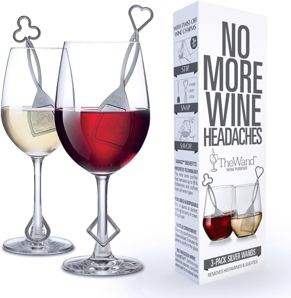 Purewine Wand Technology Histamine and Sulfite Filter, Purifier Alleviates Wine Allergies, Stir Stick Aerates Wine - Pack of 3 image number 5