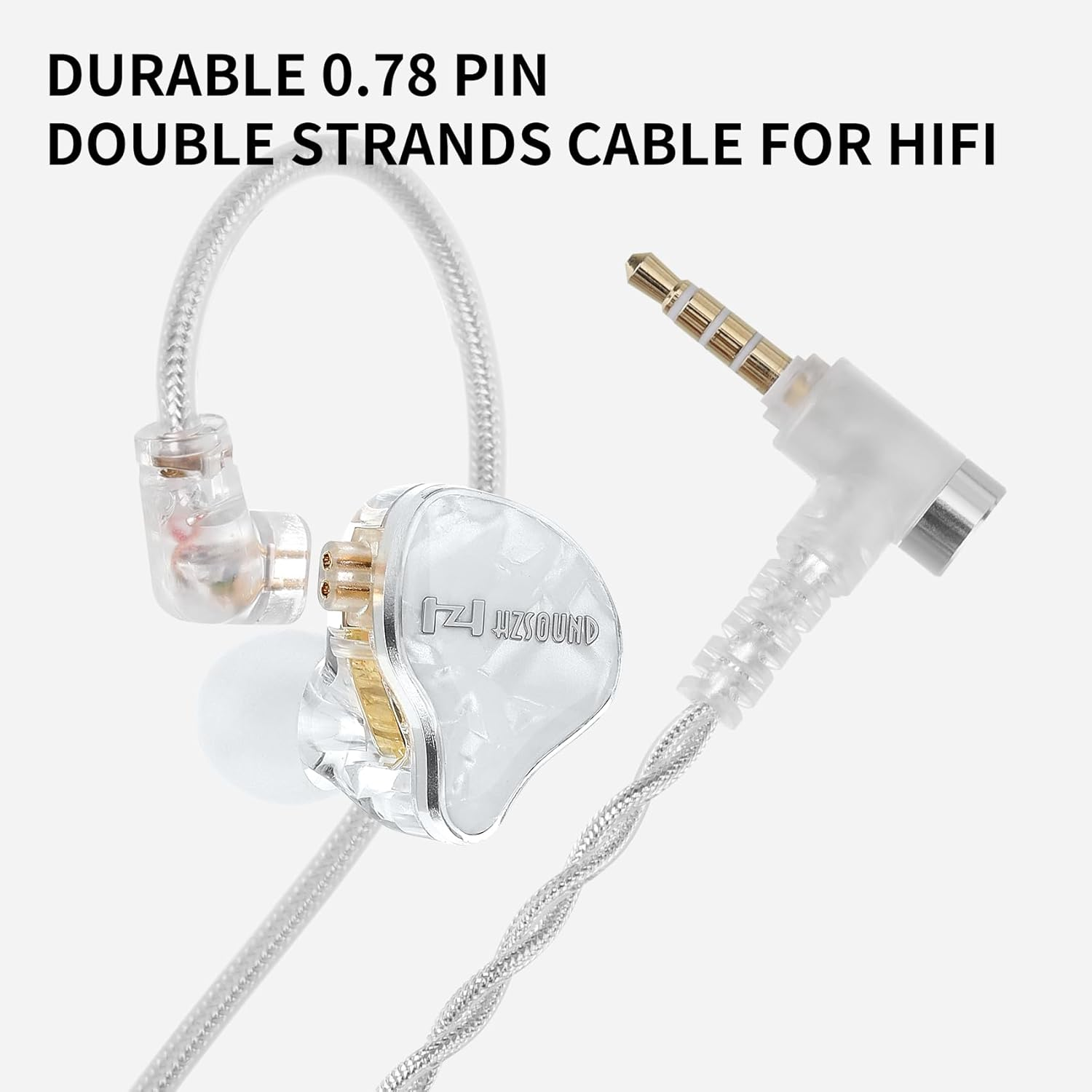 HZSOUND White Snow In-Ear Monitor Earbuds, 10Mm LCP+PU Driver, Hifi IEM Cable Earbuds with Detachable 2-Pin Cable for Music, Gaming, Phone Calls, Show Stage (No Microphone, USB-C) image number 1