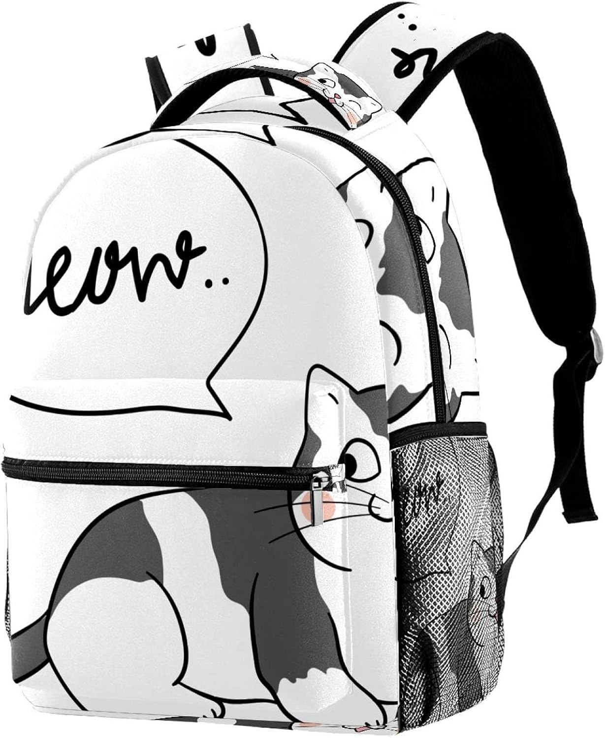 Cute Cat and Bubble Meow Backpack Students Shoulder Bags Travel Bag College School Tote Backpacks