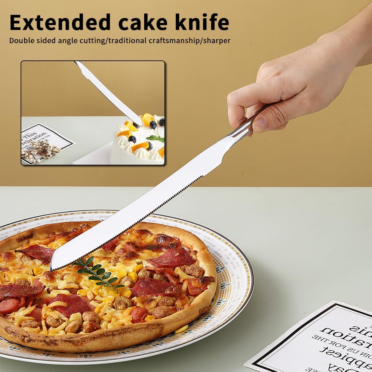 Evanda Wedding Cake Knife and Server Set 2 Pieces, Stainless Steel Cake Slice and Pie Server for Wedding, Party, Birthday, Dishwasher Safe image number 5