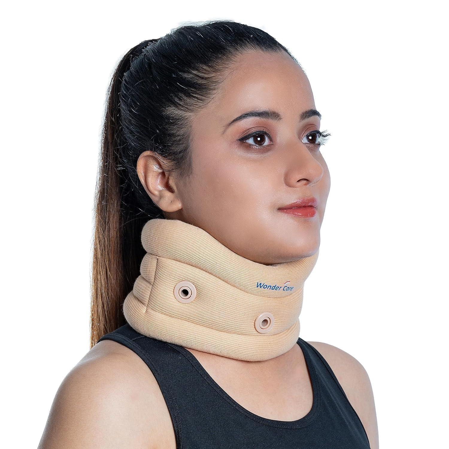 WC Soft Cervical Collar Adjustable Neck Support Brace for Neck Pain and Support for Women & Men Soft Beige XXL 3.5"