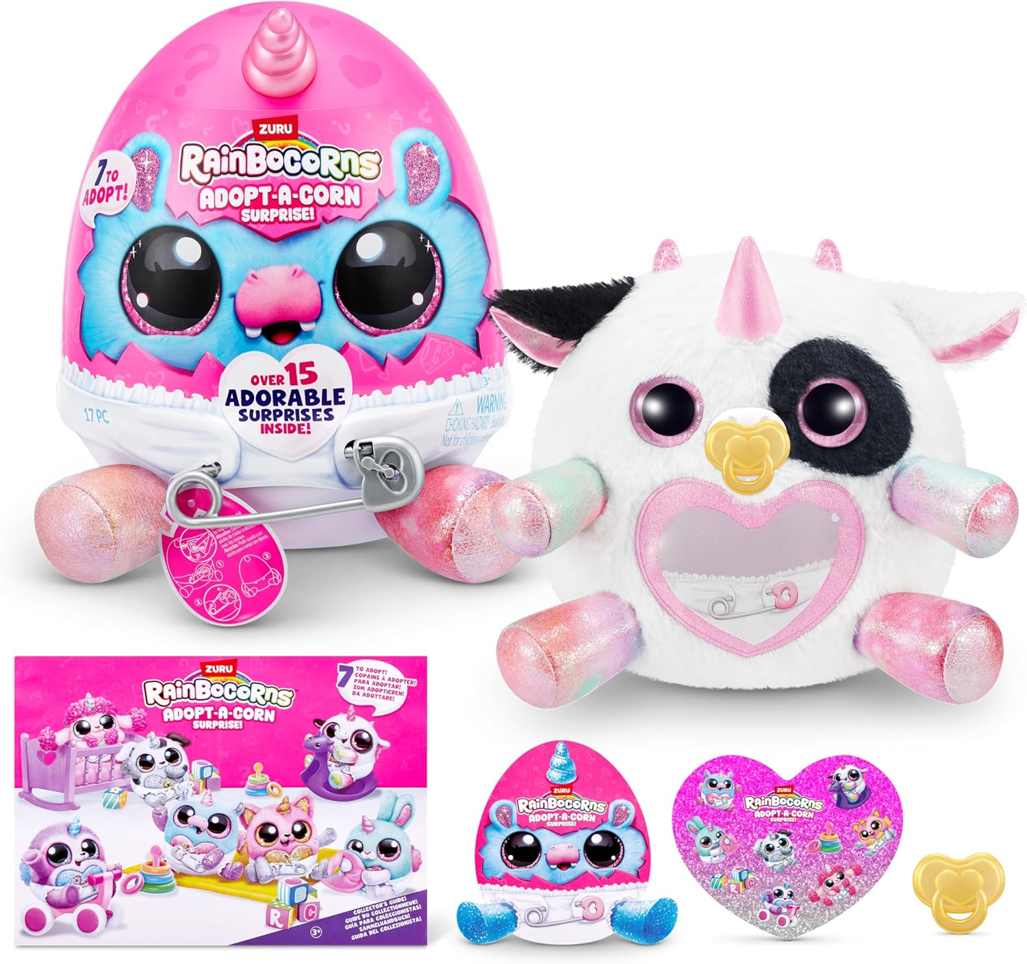 Rainbocorns Adpot-A-Corn, Kitten, Series 1, Nurturing Plush, 15 Surprises, Small (23.5 Cm)