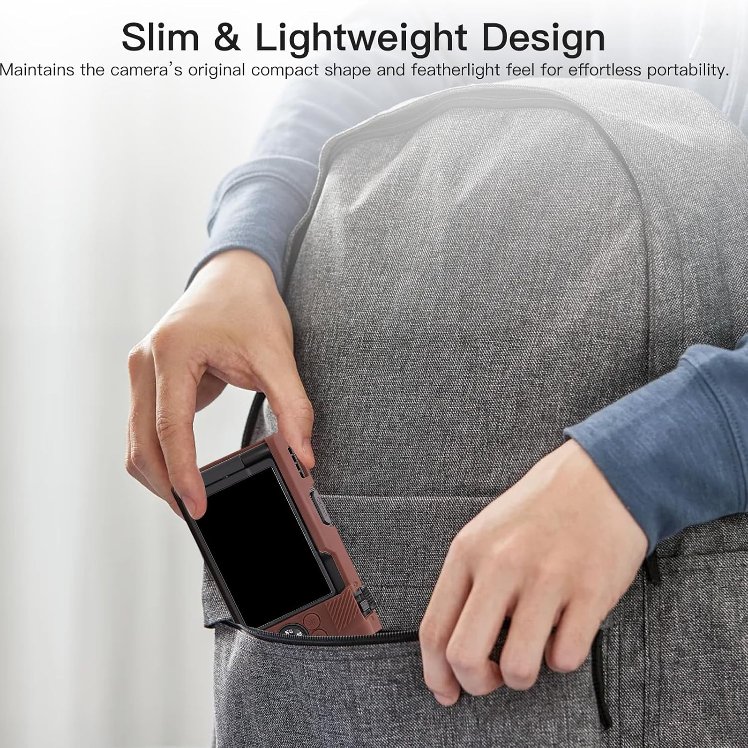 YAJOJO Case for Canon Powershot V1 Camera, Soft Silicone Camera Protective Cover for Canon Powershot V1, Anti-Scratch, Slim Fit, Lightweight (Brown) image number 1