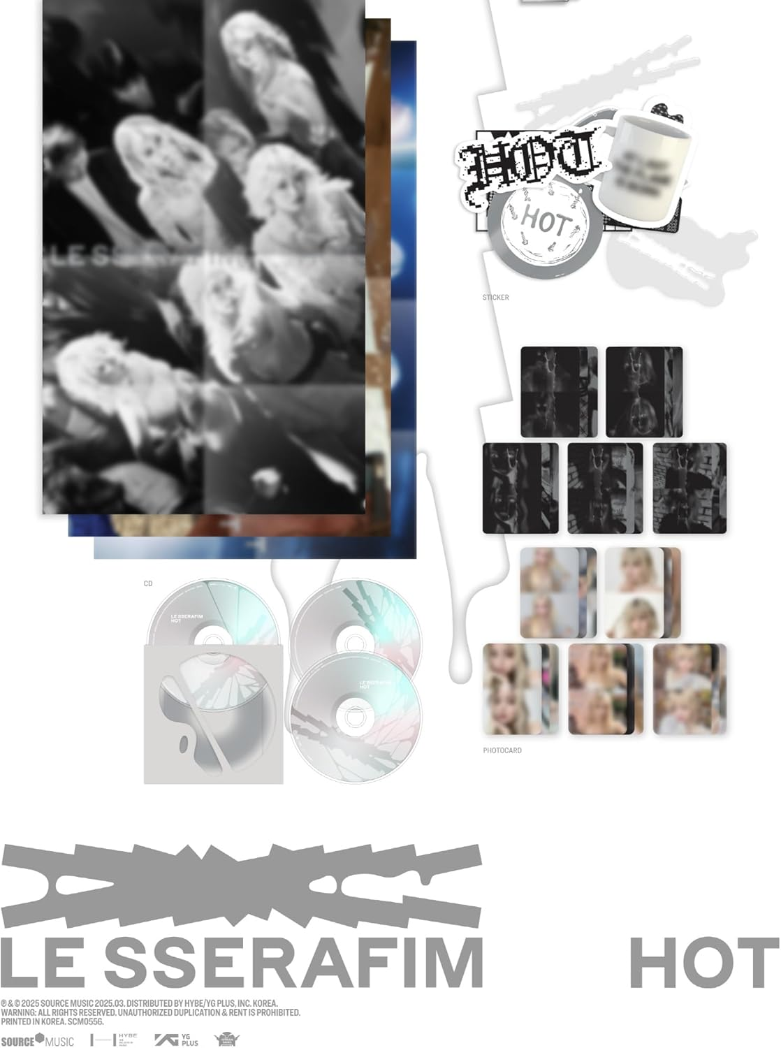 LE SSERAFIM HOT 5Th Mini Album Standard Vol.3 Version Cd+80P Booklet+1Ea Lyric Paper+1Ea Coaster+3Ea Sticker+1P Postcard+1P Folding Poster on Pack+1P Photocard+Tracking Sealed LSFM LE SSERAPHIM image number 5