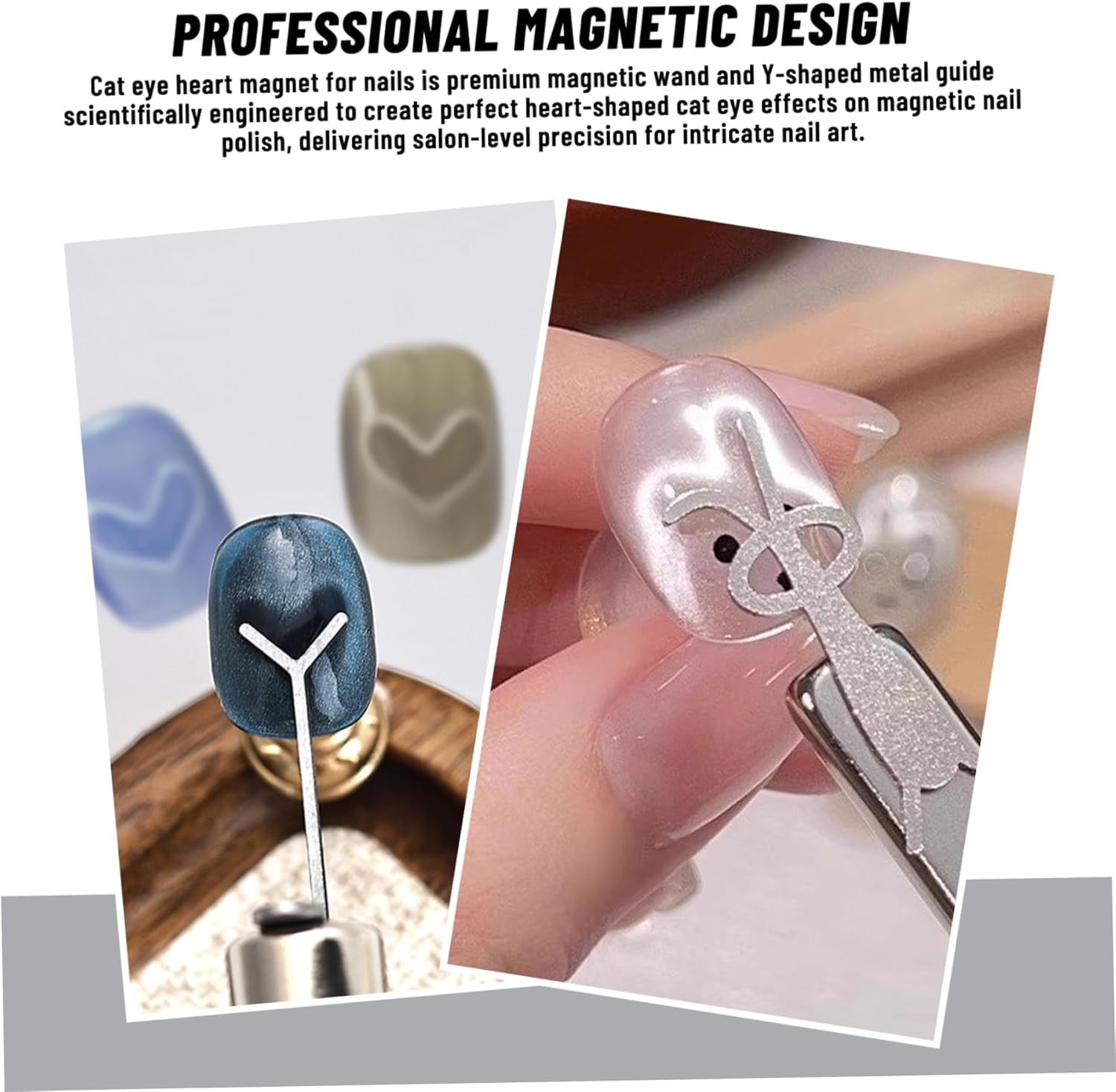 20Pcs Cateye Magnet for Nails, Heart & Rabbit & Bear Shape Metal Cat Eye Gel Nail Polish Magnet for DIY Manicure Kit, Home, Cat Eye Gel Nail Polish, Heart For image number 1