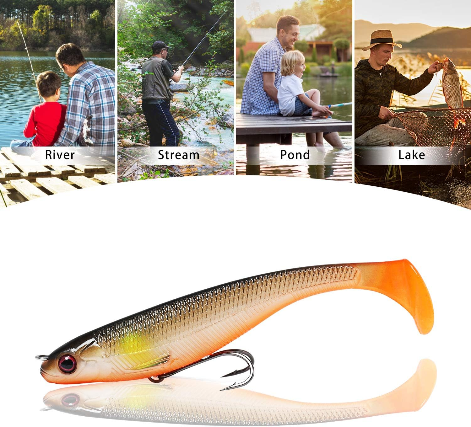 TRUSCEND Pre-Rigged Soft Fishing Lures, Well-Made Easy Catching Lures for Family Fishing, Great Action Swimbait with Spinner, All-Conditions Fishing Gear for Bass Trout Walleye, Crappie Fishing Jigs image number 3