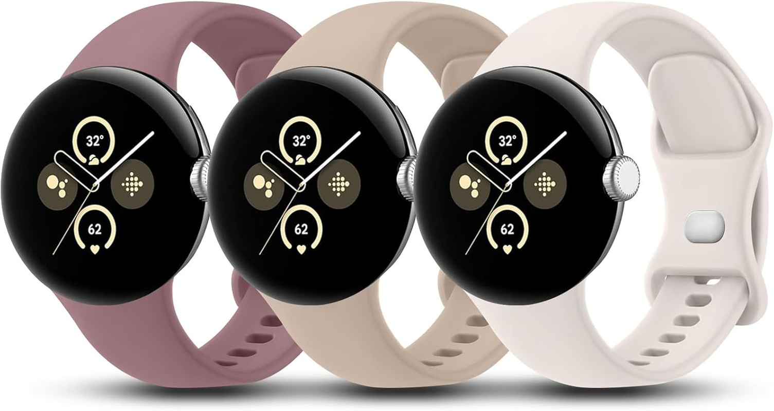 3 Pack Silicone Straps for Google Pixel Watch 3 41Mm Bands/Pixel Watch 2 Band Women Men, Comfortable Adjustable Sports Replacement Strap for Google Pixel Watch 3 41Mm/2/1 image number 5