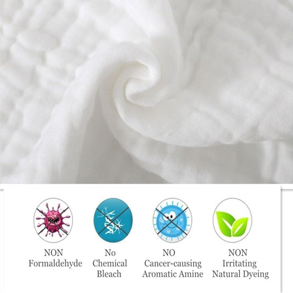 JZS Baby Washcloths, 10 Pack Muslin Cotton Towels Natural Cotton Baby Wipes Soft Newborn Baby Face Towel for Sensitive Skin Baby Shower Registry,30X30Cm image number 6