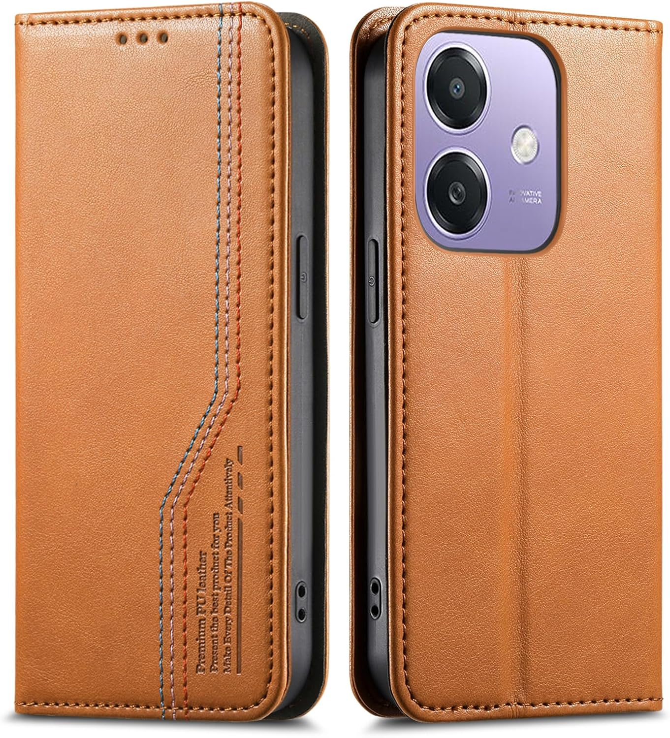 PEIYE Case for Oppo A40 4G / A40M / Oppo A60 5G - Premium PU Leather Flip Wallet Cover, Shockproof Magnetic Closure, Foldable Kickstand, Card Holder - Black