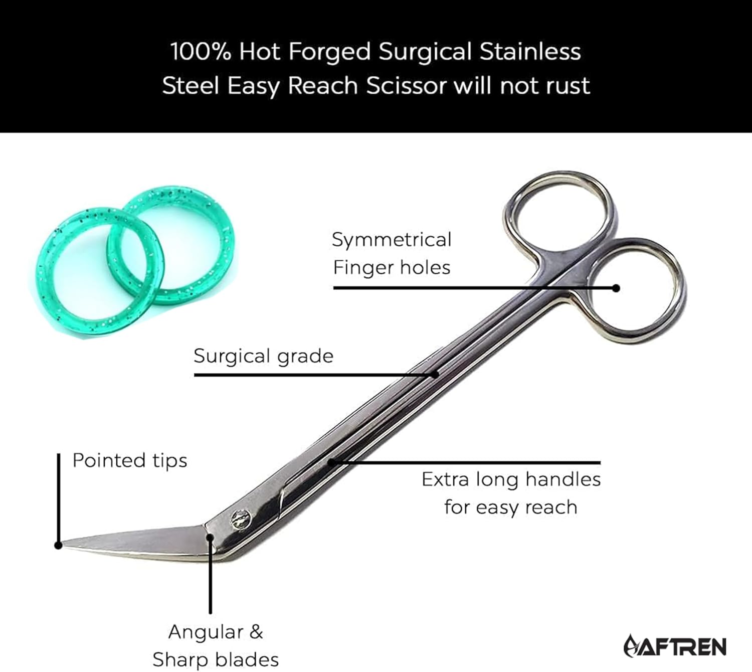 Professional Micro Teeth Nail Scissors, Cuticle Scissors, Angled Nail Clippers, Foot Care, J2 Stainless Steel 4.5 Inch Toenail Scissors image number 3