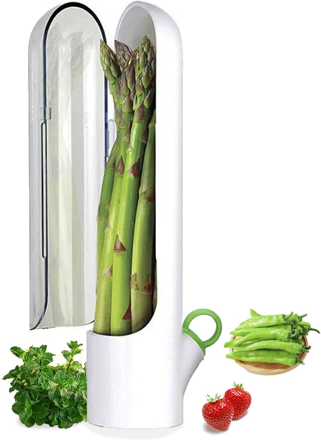 Cilantro Containers for Refrigerator，Herb Saver，Herb Keeper，Glass Storage Containers Vegetable Storage Containers for Refrigerator Keeps Greens Fresh for 2-3 Weeks