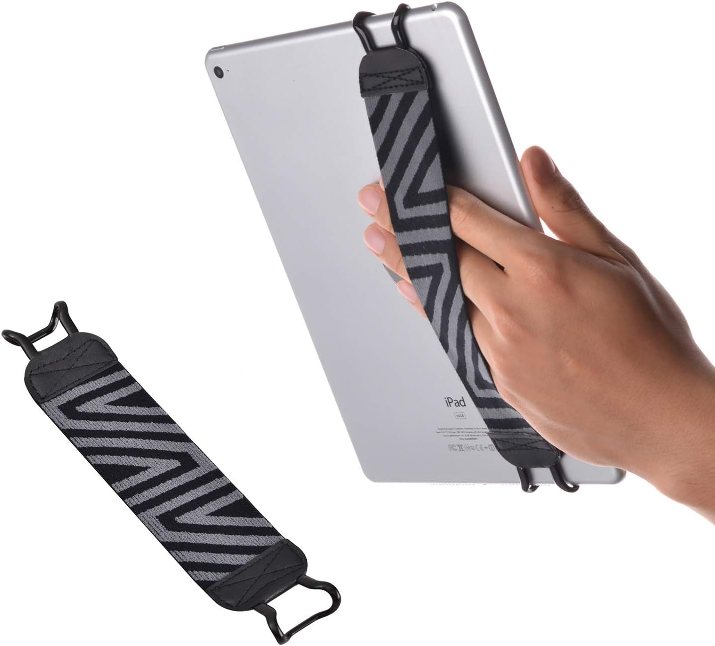 TFY Security Hand-Strap for Tablets Ipad & E-Readers - Apple Ipad Ipad 4 Ipad Air (Ipad Air 2) Ipad Mini - Ipad Pro 9.7 - Samsung Galaxy Tab & Note - Google Nexus and More - Black/Gray image number 1