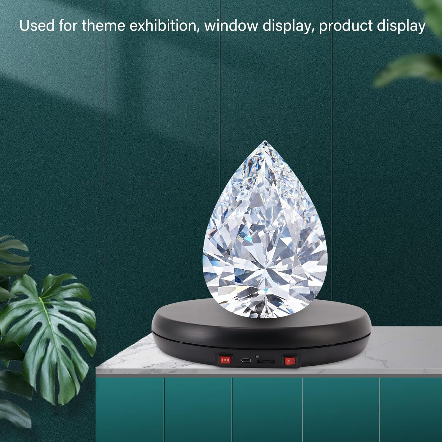 25Cm Motorized Rotating Display Stand with LED Light , 20KG Load Capacity 360 Degree Automatic Rotating Display Stand for Photography Products and Shows (BLACK) image number 5