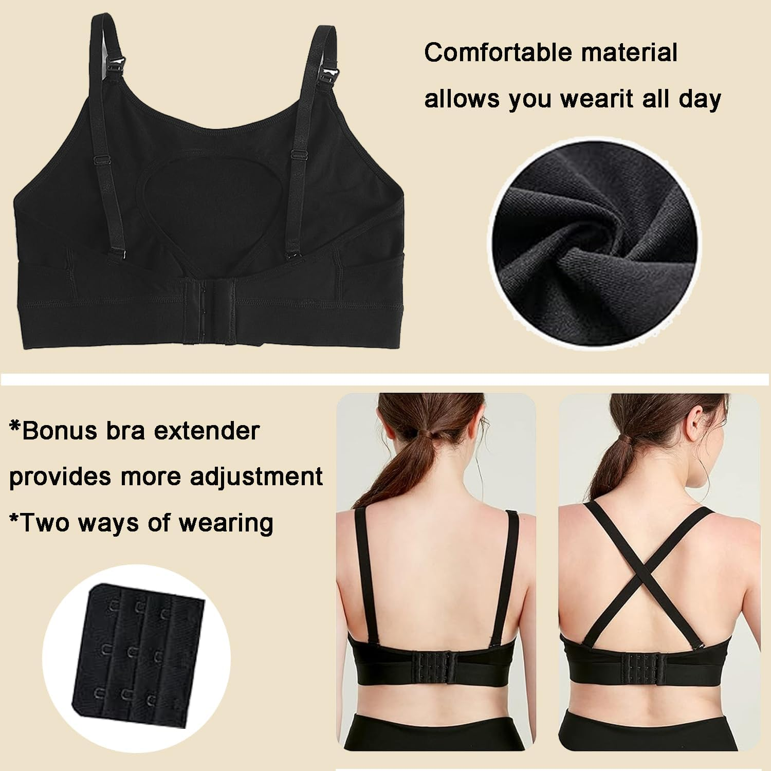 Hands Free Pumping Bra, Nursing Bras for Breastfeeding, Adjustable Breast-Pumps Holding and Nursing Pregnancy Bra in One for Women image number 6