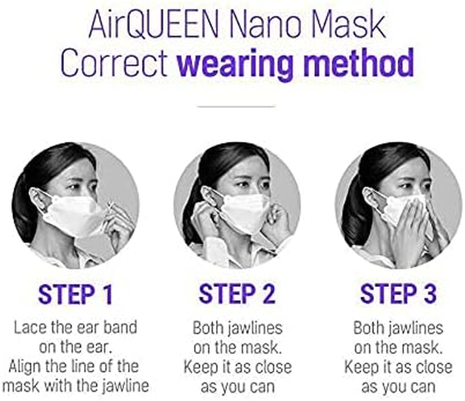 Black Airqueen Nano Fiber Filter Face Safety Mask for Adult, Individually Packaged, Made in Korea image number 4