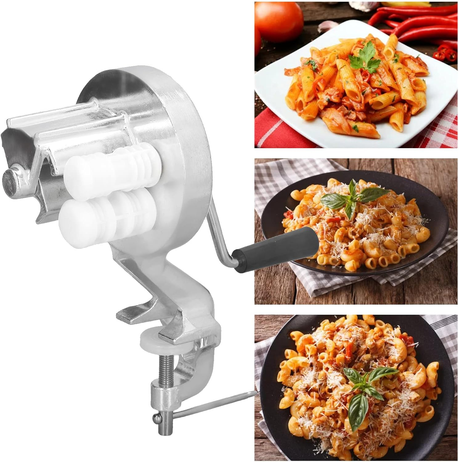 RASTKY Manual Noodle Maker Macaroni Maker Aluminium Alloy Silver Portable Hand Cranking Noodles Pressing Machine for Kitchen Restaurant - Kitchen Gadget for Homemade Noodles image number 6