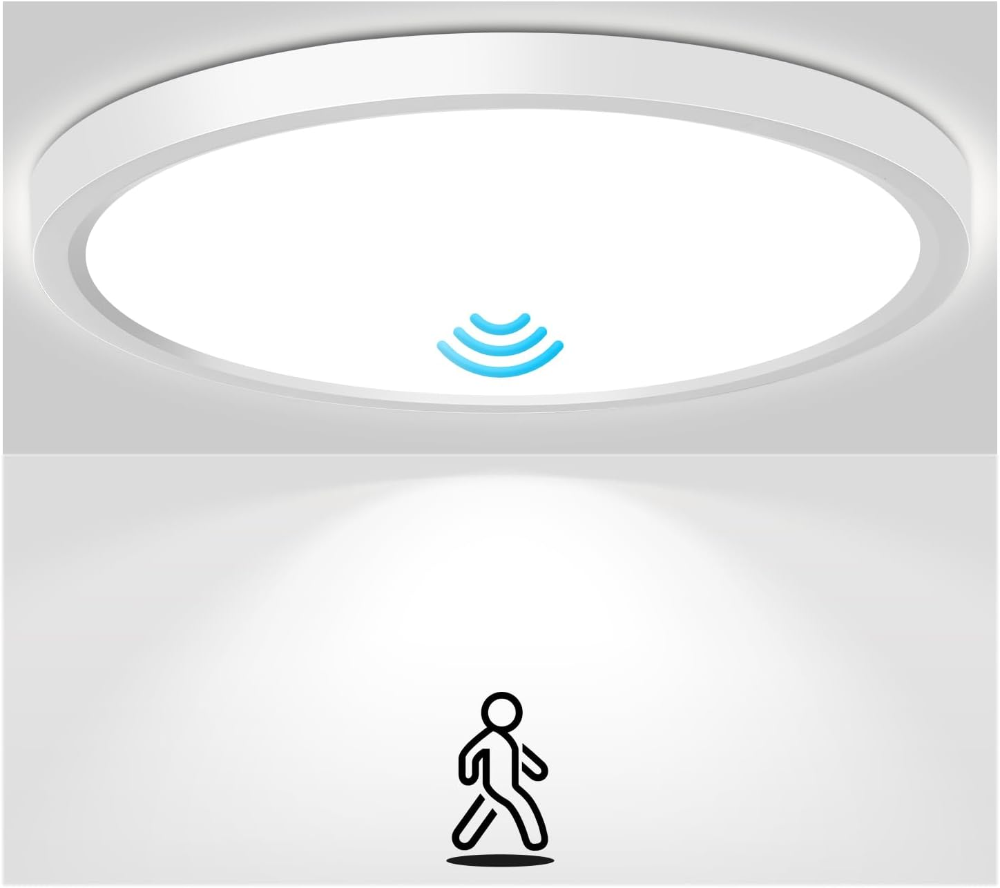 LED Ceiling Light with Motion Sensor 22Cm,18W round Ceiling Lamp PIR Motion Detector Indoor, Twilight Sensor, Neutral White for Bathroom, Hallway, Kitchen, Balcony, Cellar, Garage, Attic (22CM) image number 1