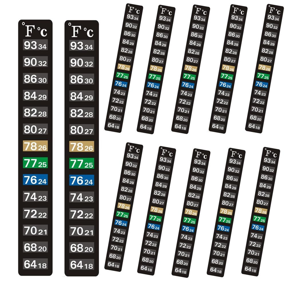 Digital Temperature Sticker, Aquarium Thermometer Strips,Fish Tank Thermometer Sticker,Adhesive Thermometer Strip,Thermometer Sticker for Fish Tank for Brewing Wine Beer Fish Tank Supplies (12 Pcs)