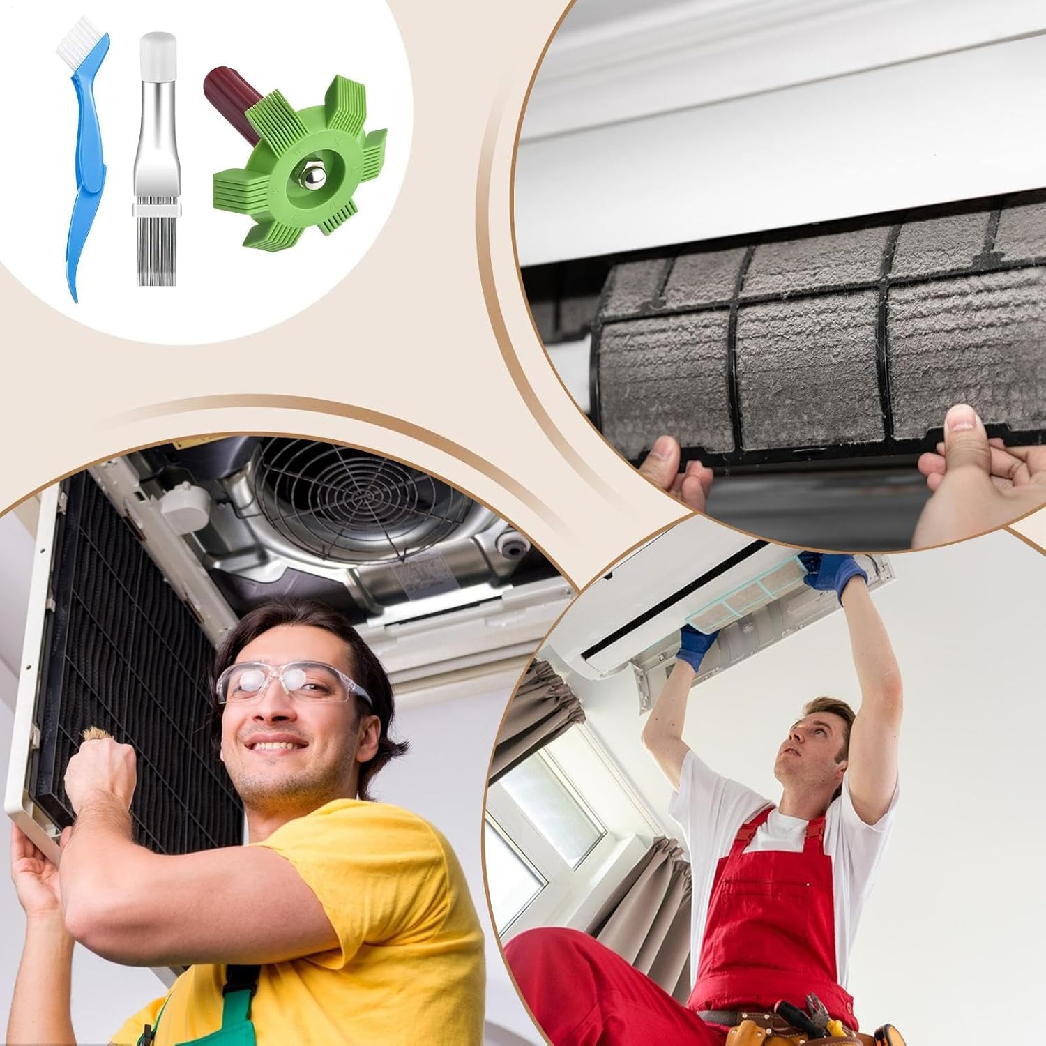 Rronnoy Radiator Comb - Air Conditioner Fin Cleaner Set,Cleaning Whisk Brush Household Accessories AC Evaporator for Bedroom Adults Professionals Garage Home Workshop Outdoor image number 5