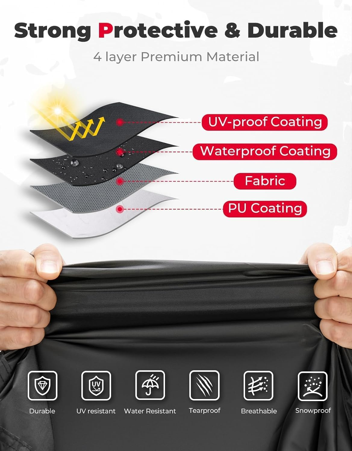 KEMIMOTO Full Cover Compatible with Can-Am Ryker 600 900 Sport Rally Edition Ryker Bike Full Cover All Weather Resistant with Reflective Strips - Full Cover-1 image number 3