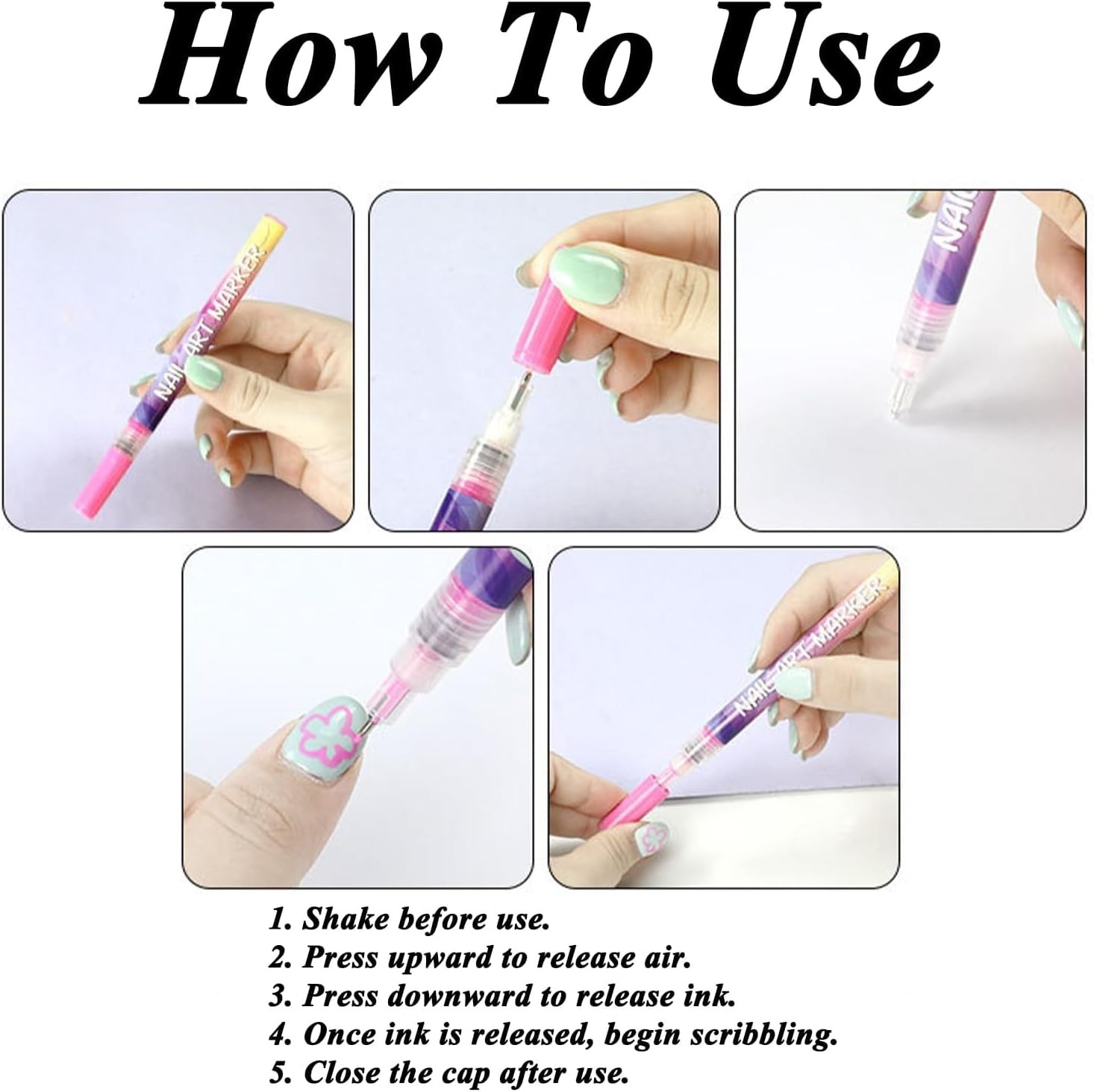 Pink Galaxy Nail Art Pens, 2026 New 12 Colors Nail Art Pens Set, Quick Drying Nails Polish Markers DIY Nails Arts Tools for Painting, Graffiti, Dottings, Drawing (2Set)