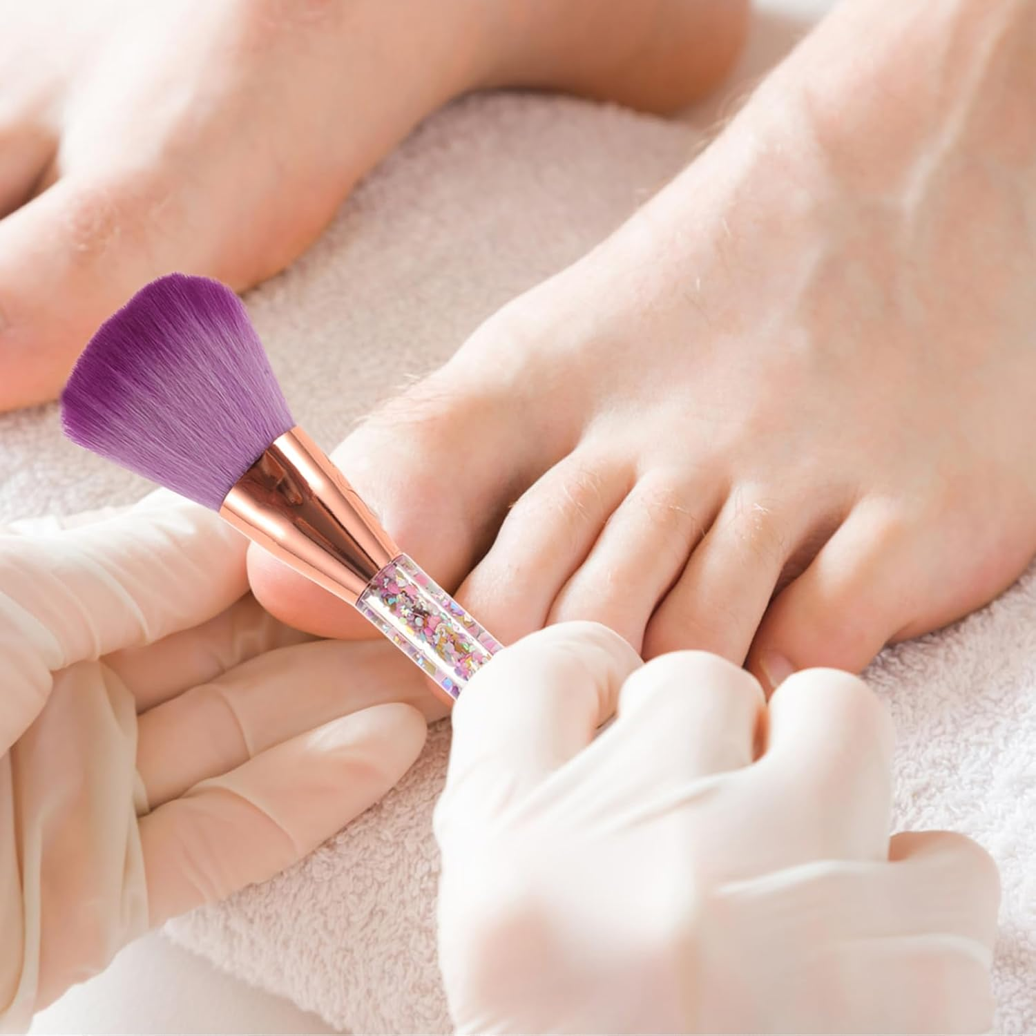 FRCOLOR Portable Makeup Tool Multi Functional Glitter Handle Brush for Nail Cleaning and Blush Application Soft Bristles for Gentle Use for Routines image number 6