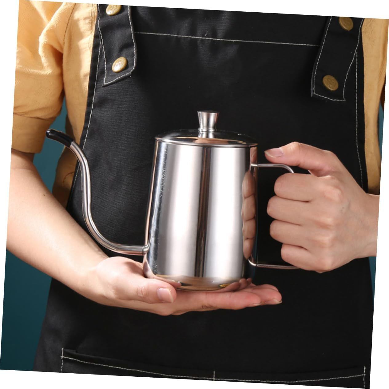 HEALEEP Gooseneck Kettle Stainless Steel Coffee Pot 600Ml Long Spout Metal Coffee Pouring Kettle with Lid for Home and Tea Brewing image number 5