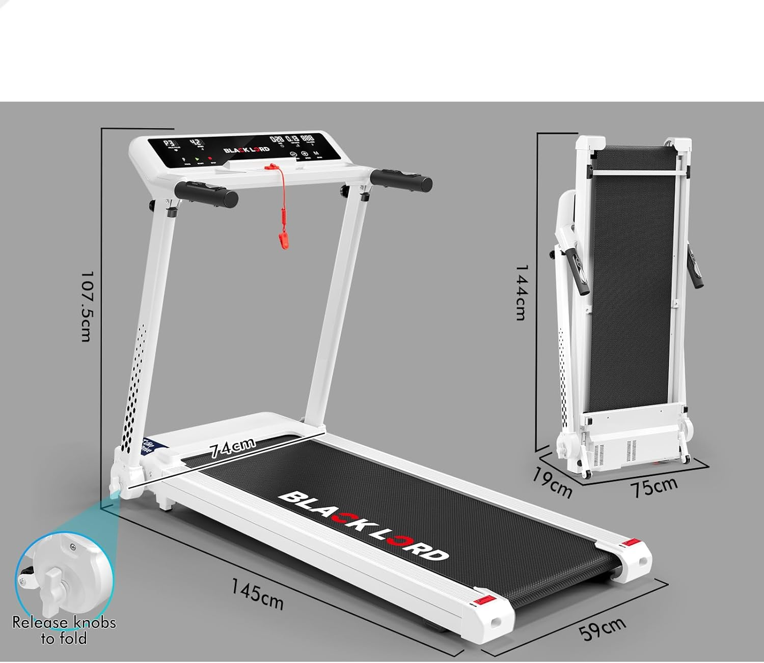 BLACK LORD 1.8-5.5HP Treadmill Series, Electric Running Machine Workout Exercise Fitness Equipment Walking Jogging Trainer - Epic Series Exp50 5.5Hp image number 3