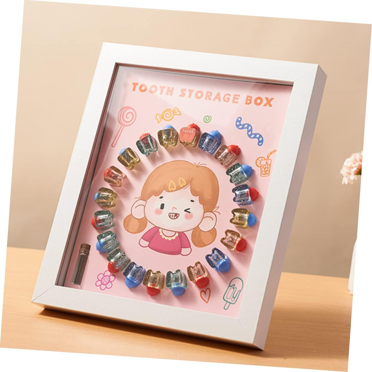 Baby Tooth Saver Keepsake Box Tooth Collection Holder for Kids White Frame Storage Case Suitable for Memory image number 3