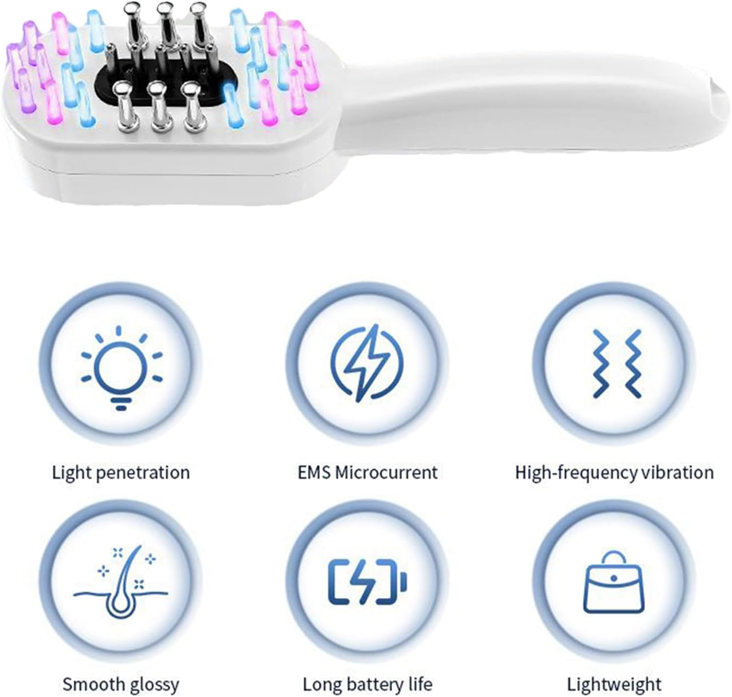 Lisutupode Electric Hair Comb - Hair Massage Comb with Red Blue Light - Daily Massager with Oil Filling Hole for Adults Girls Women Mother Wife Home Salon Dorm image number 1